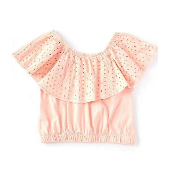 Best deal 👍 Jessica Simpson Big 👧 Girls 7-16 Sleeveless Eyelet Ruffle Crop Top Sea Salt 🎉 5 Best deal 👍 Jessica Simpson Big 👧 Girls 7-16 Sleeveless Eyelet Ruffle Crop Top Sea Salt 🎉 - Image 3