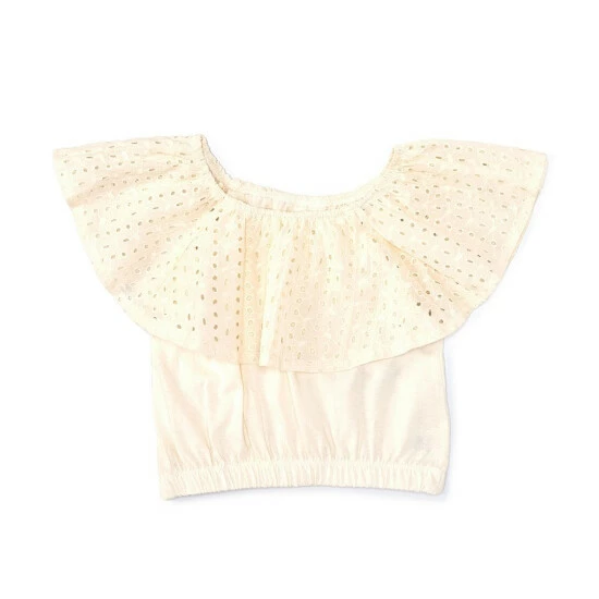 Best deal 👍 Jessica Simpson Big 👧 Girls 7-16 Sleeveless Eyelet Ruffle Crop Top Sea Salt 🎉 6 Best deal 👍 Jessica Simpson Big 👧 Girls 7-16 Sleeveless Eyelet Ruffle Crop Top Sea Salt 🎉 - Image 4