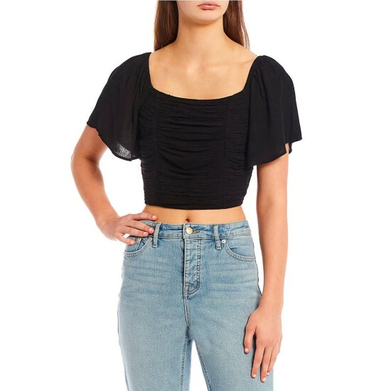 Wholesale โ Jessica Simpson Brinne Ruched Crop Top Black ๐ 3 Wholesale โ Jessica Simpson Brinne Ruched Crop Top Black ๐