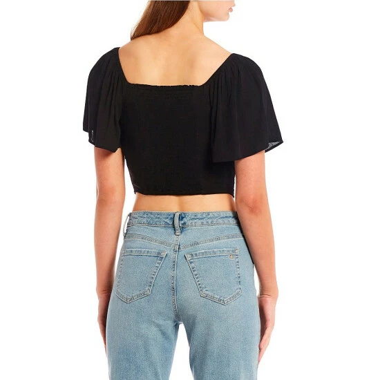 Wholesale โ Jessica Simpson Brinne Ruched Crop Top Black ๐ 4 Wholesale โ Jessica Simpson Brinne Ruched Crop Top Black ๐ - Image 2