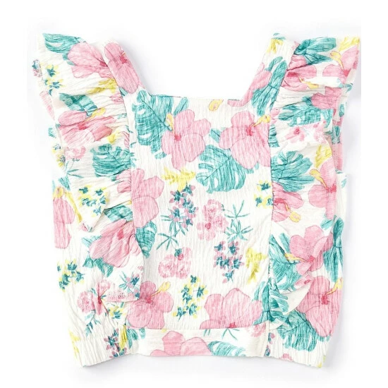 Promo 😉 Jessica Simpson Big 👧 Girls 7-16 Tropical Print Ruffled Crinkle Knit Top ⭐ 2 Promo 😉 Jessica Simpson Big 👧 Girls 7-16 Tropical Print Ruffled Crinkle Knit Top ⭐