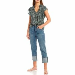 Wholesale 👍 Jessica Simpson Alaina Animal Print Flutter Sleeve Top Wild Side Deep Teal ⌛ -Jessica Simpson shop unnamed file 1768