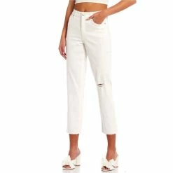 Best Pirce 🧨 Jessica Simpson Spotlight High Rise Distressed Crop 👖 Jeans White 🧨