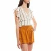 Discount 🌟 Jessica Simpson Stripe Flutter Sleeve Tie Back Top Moxy Stripe/gardenia ✔️