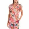 Best deal 💯 Jessica Simpson Alaina Tropical Floral Ruffle Sleeve Tie Front Top Floral Canopy Pink 🛒 -Jessica Simpson shop unnamed file 1788