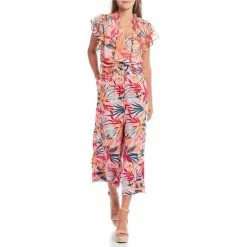 Best deal 💯 Jessica Simpson Alaina Tropical Floral Ruffle Sleeve Tie Front Top Floral Canopy Pink 🛒 -Jessica Simpson shop unnamed file 1790