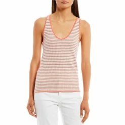 Flash Sale 👏 Jessica Simpson Edith Stripe Sweater Knit Tank Top Blue Light Stripe ✔️