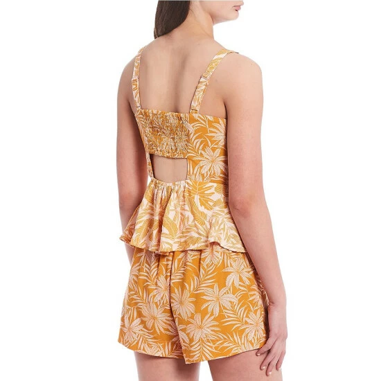 Brand new ๐ Jessica Simpson Coordinating Emerson Palm Bliss Tie Front Back Cut-Out Peplum Tank Top Palm Bliss/sunflower ๐ 3 Brand new ๐ Jessica Simpson Coordinating Emerson Palm Bliss Tie Front Back Cut-Out Peplum Tank Top Palm Bliss/sunflower ๐ - Image 2