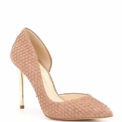 Cheap 🌟 Jessica Simpson Lucina Snake Embossed Iridescent Heel Pumps Black 🥰