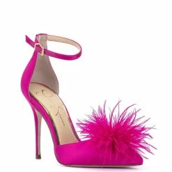 Promo 🔔 Jessica Simpson Wolistie Feather Ankle Strap Stiletto 👗 Dress Pumps Black ✨