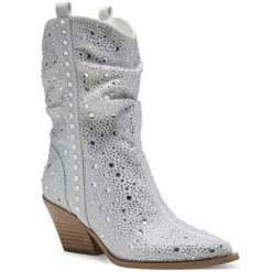 Deals 🥰 Jessica Simpson Zellya Rhinestone Embellishment Western 🥾 Boots White 🎉