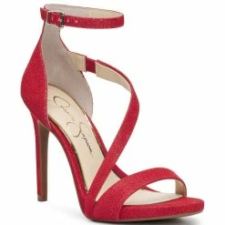 Budget 🧨 Jessica Simpson Rayli Sparkle Fabric Ankle Strap Strappy 👗 Dress 🩴 Sandals Silver 🔔