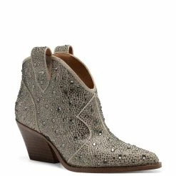 Best deal ⌛ Jessica Simpson Zadie Rhinestone Western Booties Black Glitter ✔️