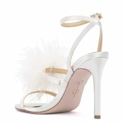 Best deal ⌛ Jessica Simpson Jenevya Satin Feather 👗 Dress 🩴 Sandals White ⌛ -Jessica Simpson shop unnamed file 376