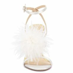 Best deal ⌛ Jessica Simpson Jenevya Satin Feather 👗 Dress 🩴 Sandals White ⌛ -Jessica Simpson shop unnamed file 377