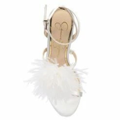 Best deal ⌛ Jessica Simpson Jenevya Satin Feather 👗 Dress 🩴 Sandals White ⌛ -Jessica Simpson shop unnamed file 378