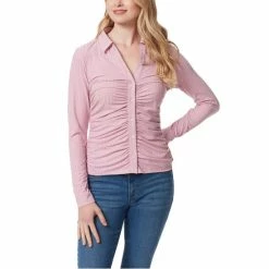 Best reviews of ⭐ Jessica Simpson Wren Long Sleeve Front Ruched Button Down Top Mauve Mist ⭐ -Jessica Simpson shop unnamed file 479
