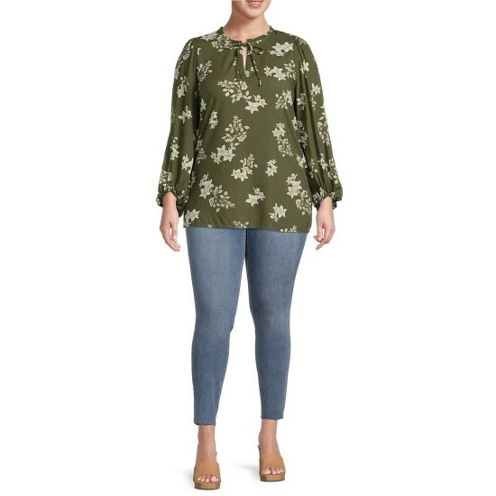 Best Sale ๐ฅฐ Jessica Simpson Plus Size Floral Print Ruffle Tie Split V-Neck Long Sleeve Blouse Floral Grape ๐ฏ 5 Best Sale ๐ฅฐ Jessica Simpson Plus Size Floral Print Ruffle Tie Split V-Neck Long Sleeve Blouse Floral Grape ๐ฏ - Image 3