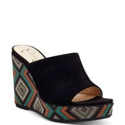 Outlet 💯 Jessica Simpson Shantell4 Beaded Wedges Black 👏