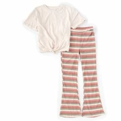 Flash Sale ❤️ Jessica Simpson Big 👧 Girls 7-16 2pc Flare Pant Two Piece Set Beige 🧨