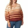 Flash Sale ✔️ Jessica Simpson Plus Size Elmira Stripe Print V-Neck Long Sleeve Pullover Sweater Sand Stone 😀 -Jessica Simpson shop unnamed file 671