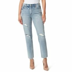 Outlet 😉 Jessica Simpson Spotlight High-Rise Destructed Detail Straight-Leg 👖 Jeans The Streets 👍