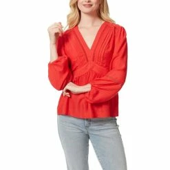Buy 🔔 Jessica Simpson Briar Long Sleeve V-Neck Peasant Top Hibiscus 😍 -Jessica Simpson shop unnamed file 765