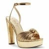 Buy 🛒 Jessica Simpson Immie Ankle Strap Embossed Platform 👗 Dress 🩴 Sandals Gold ✔️