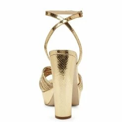 Buy 🛒 Jessica Simpson Immie Ankle Strap Embossed Platform 👗 Dress 🩴 Sandals Gold ✔️ -Jessica Simpson shop unnamed file 86