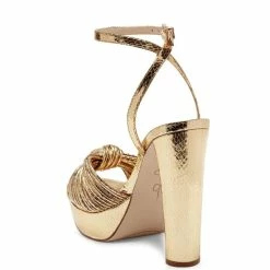 Buy 🛒 Jessica Simpson Immie Ankle Strap Embossed Platform 👗 Dress 🩴 Sandals Gold ✔️ -Jessica Simpson shop unnamed file 87