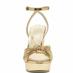 Buy 🛒 Jessica Simpson Immie Ankle Strap Embossed Platform 👗 Dress 🩴 Sandals Gold ✔️ -Jessica Simpson shop unnamed file 88