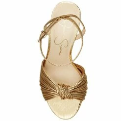 Buy 🛒 Jessica Simpson Immie Ankle Strap Embossed Platform 👗 Dress 🩴 Sandals Gold ✔️ -Jessica Simpson shop unnamed file 89