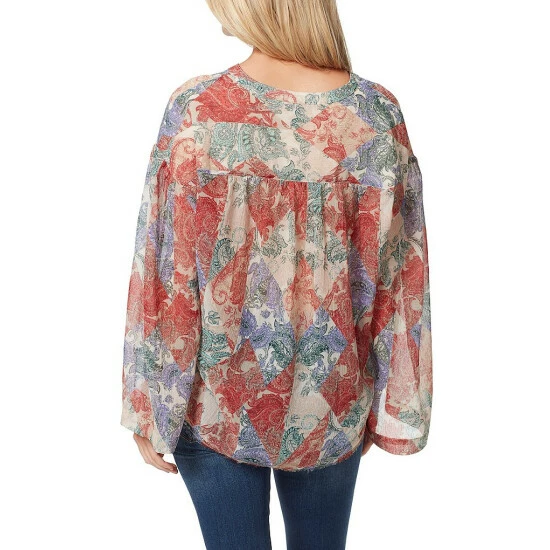 Best deal 😀 Jessica Simpson Jenna Printed Long Wide Sleeve Pullover Top Paisley Patch ❤️ 4 Best deal 😀 Jessica Simpson Jenna Printed Long Wide Sleeve Pullover Top Paisley Patch ❤️ - Image 2
