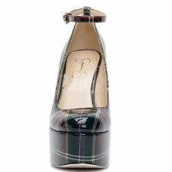 Promo ✔️ Jessica Simpson Macee Plaid Patent Ankle Strap Platform Pumps Green Collegiate Plaid ❤️ -Jessica Simpson shop unnamed file 926