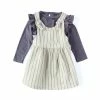 Best Pirce 🎉 Jessica Simpson Baby 👧 Girls 12-24 Months Sleeveless Striped Twill Jumper 👗 Dress & Long-Sleeve Tee Set Olive 🧨 -Jessica Simpson shop unnamed file 929