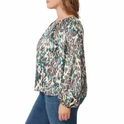 Best Pirce 🎁 Jessica Simpson Layla Plus Size Cheetah Print Round Neck Cut-Out Detail Long Sleeve Top Cheetah Fern- Powder Puff 😉 -Jessica Simpson shop unnamed file 965
