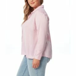 Hot Sale 🎁 Jessica Simpson Plus Size Bodie Long Sleeve Button Front Satin Blouse Mauve Mist 🎁 -Jessica Simpson shop unnamed file 980