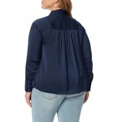 Hot Sale 🎁 Jessica Simpson Plus Size Bodie Long Sleeve Button Front Satin Blouse Mauve Mist 🎁 -Jessica Simpson shop unnamed file 982