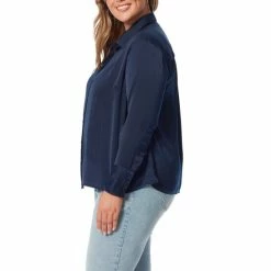 Hot Sale 🎁 Jessica Simpson Plus Size Bodie Long Sleeve Button Front Satin Blouse Mauve Mist 🎁 -Jessica Simpson shop unnamed file 983