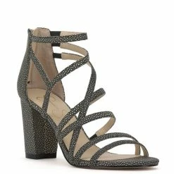 Outlet ⭐ Jessica Simpson Stassey Embossed Strappy Block Heel 👗 Dress 🩴 Sandals Black/white 🛒